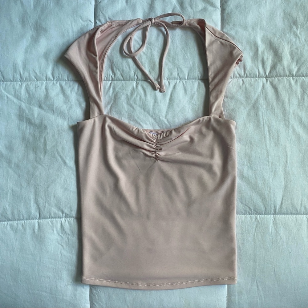 Garage Talina Sweetheart Neckline Halter Tank Top Open Back Chalk Pink XXS